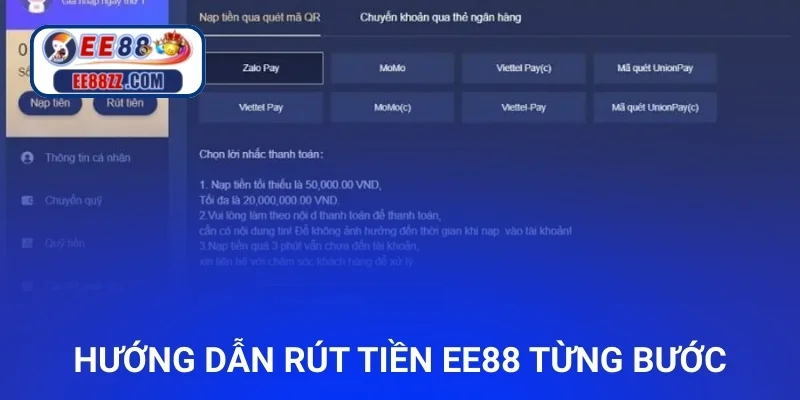 Hướng dẫn rút tiền ee88 chi tiết từng bước